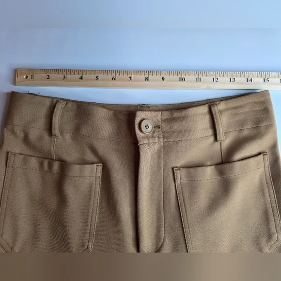 Jones & Co Tan High Rise Wide Leg Ankle Trousers Stretch Thick Size 10 2250-Ai - Picture 6 of 12